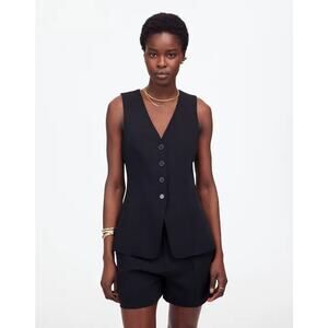 NWOT Madewell Cutaway Long Vest In Jet Black Size 2